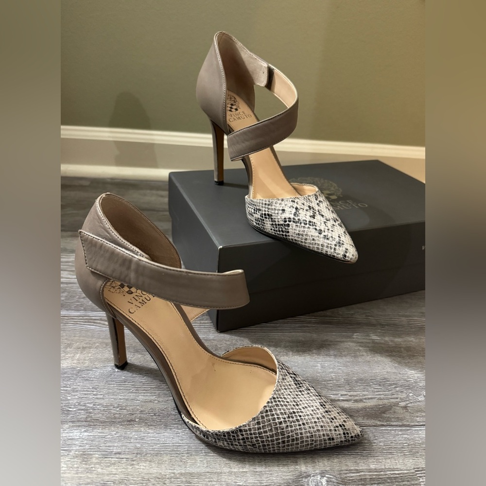 Vince Camuto Snakeskin and Taupe Women's Heels
